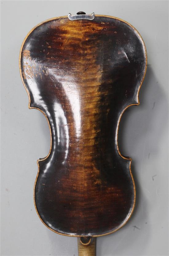 A violin by Sebastian Dalinger, Vienna 1805, back 14.5in. overall length 23in.